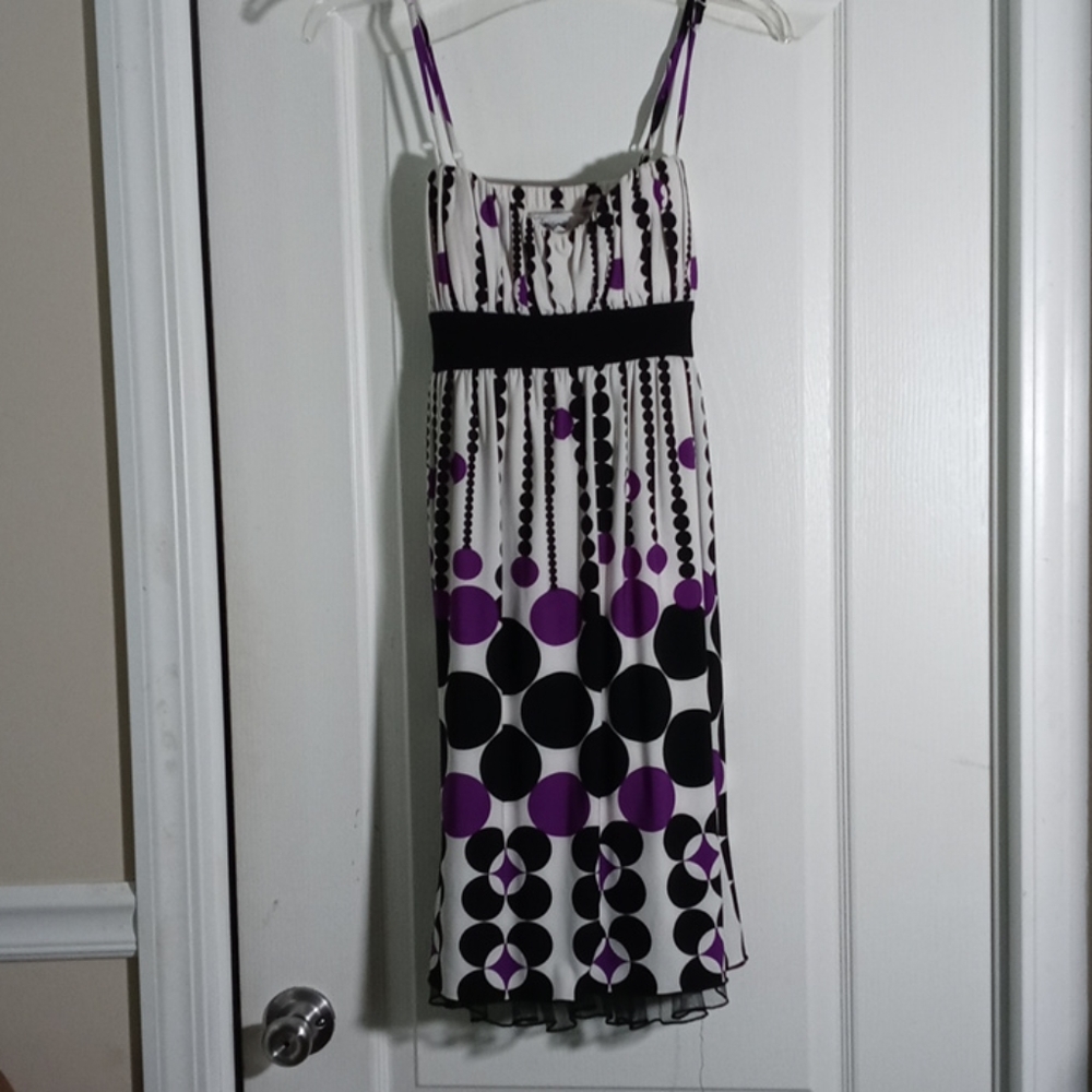 White, Purple, and Black Spaghetti Strap Dress